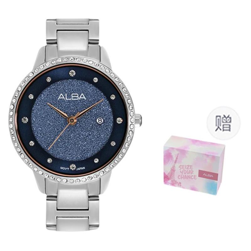Seiko ALBA Кварцевые часы на стальном ремешке Женские часы Синий циферблат AH7W29X1