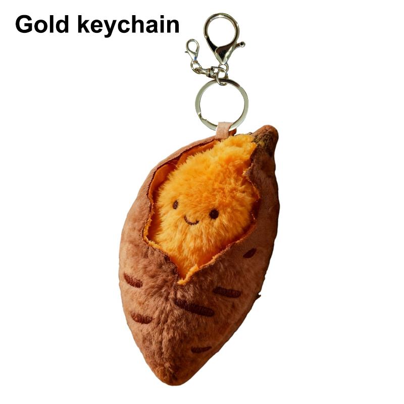 Fun Cute Cartoon Roasted Sweet Potato Plush Toy Keychain Bag Pendants Hanging Girl'S Decoration Winter Children'S New Year Gift