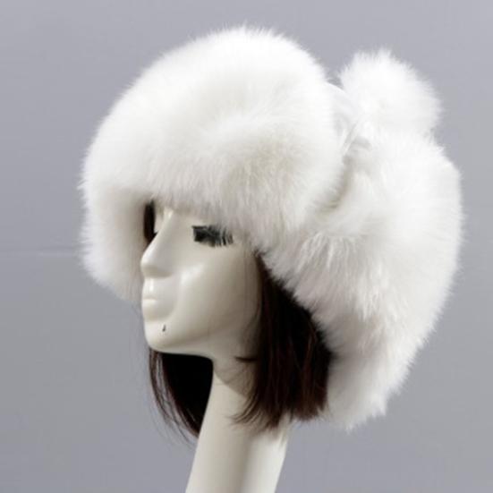 Earflap Hat Thickened Fluffy Windproof Cute Down Lining Ball Ear Protection Faux Fur