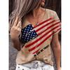 American Flag 3d Print T-shirt Women Fashion V-Neck T-shirts Short Sleeve Tops Tees Loose Casual Tees