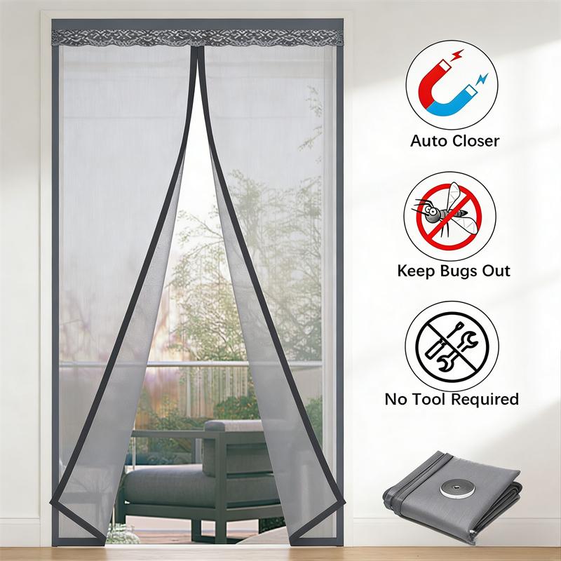 Magnetic Screen Door Curtain Mosquito and Insect-Proof Mesh Door Curtain Magnetic Sealing Device for Window and Door Screens