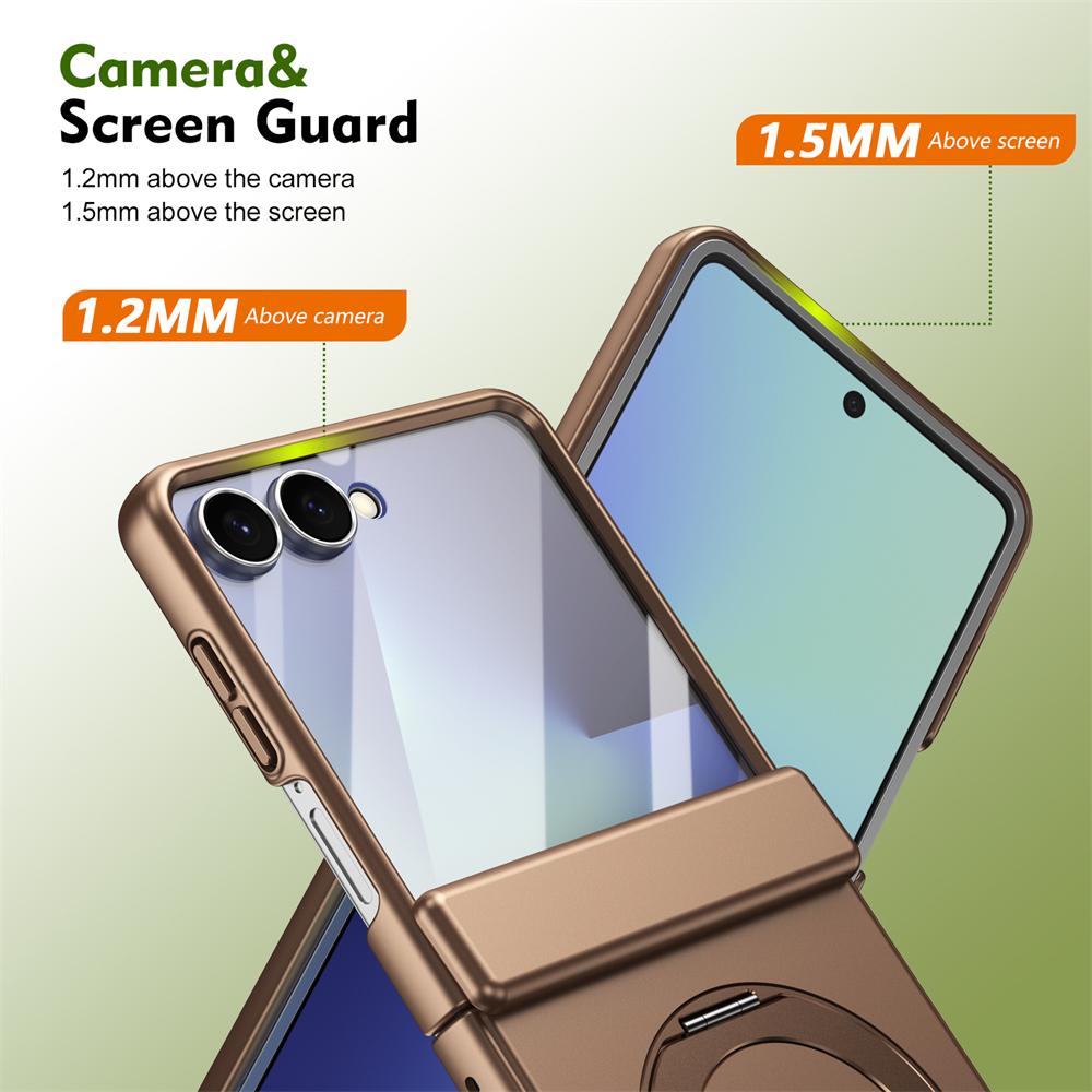 360 Rotating Skin Friendly Matte Magnetic Case For Samsung Galaxy Z Flip 7 8 6 5 Flip8 Stand Cover With Glass Screen Protector