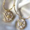Vintage Copper Locking Necklace For Women With Geometric Pendant And Stones