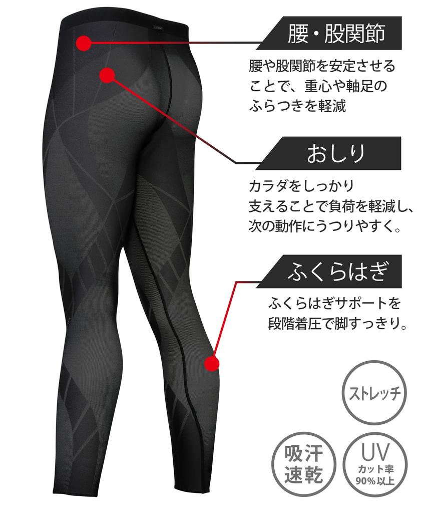 Generator Modell Sport Lang UV Größe Japan Größe L zu Japanischer Größe CW-X (Cooler Typ) Strumpfhose, Länge, Schweißableitend, Schutz, Dehnbar, HZO779, Herren,