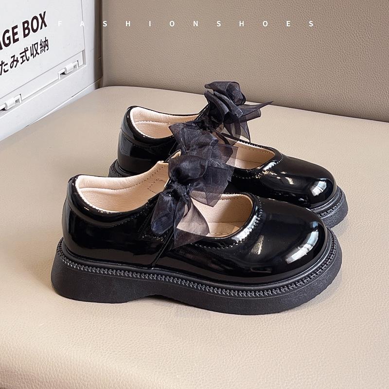 

2025 Spring and Autumn Girls Single Shoes Leather Shoes Medium and Older Children Single Shoes Princess Shoes Bow Performance Shoes Foreign Trade 26-30 yards FCL shot 50 pairs чёрный