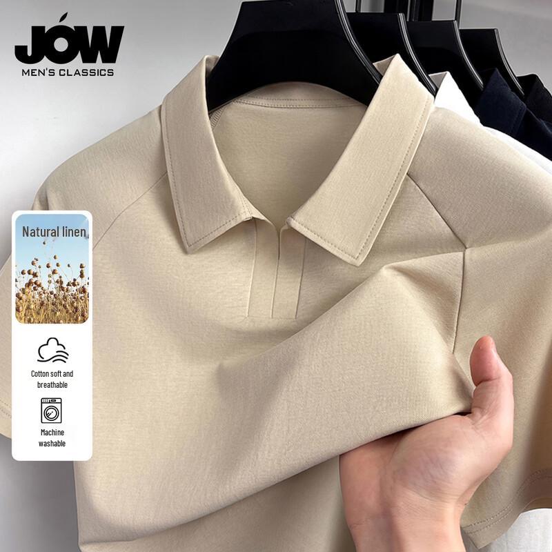 JOW Men s Cotton-Linen Blend Polo Shirt 3XL
