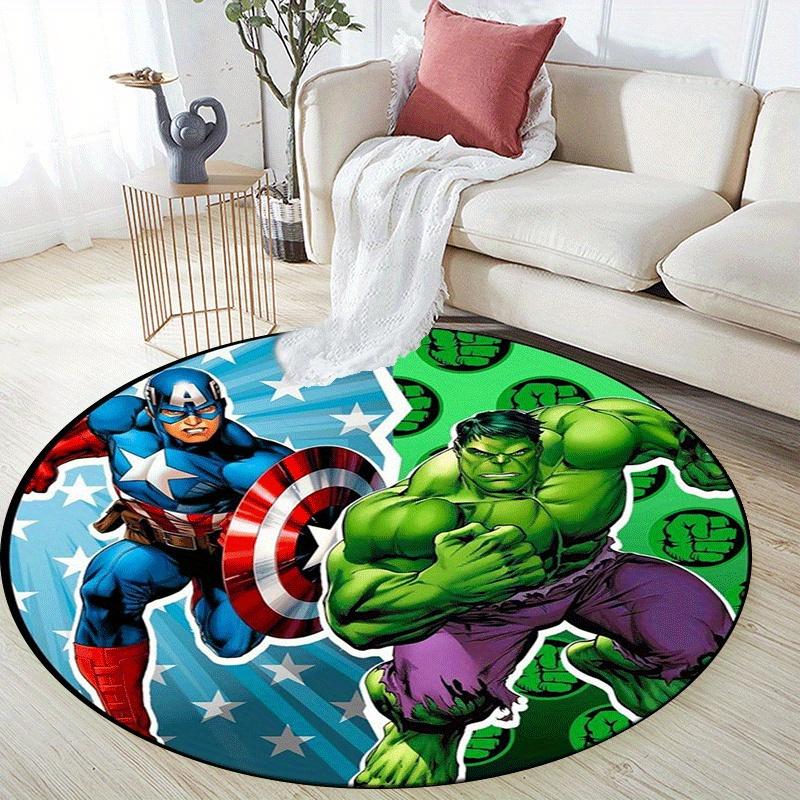1pc Captain America Round Area Rug - Non-Slip, Machine Washable Polyester Carpet for Living Room & Bedroom Decor