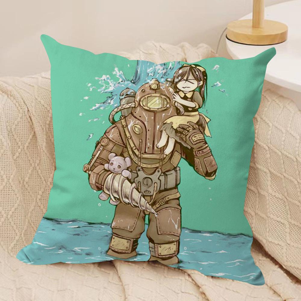 Fanart BBioshock RRapture Cushion Cover Soft Plush Fabric DoubleSided Printed Sofa Cushion Cover for All Seasons Home Decor