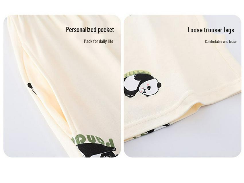 Women's Summer Korean-Style Cotton Cropped Pajamas with Split Sleeves - Cute, Versatile Two-Piece Set for Home or Outdoor Wear.