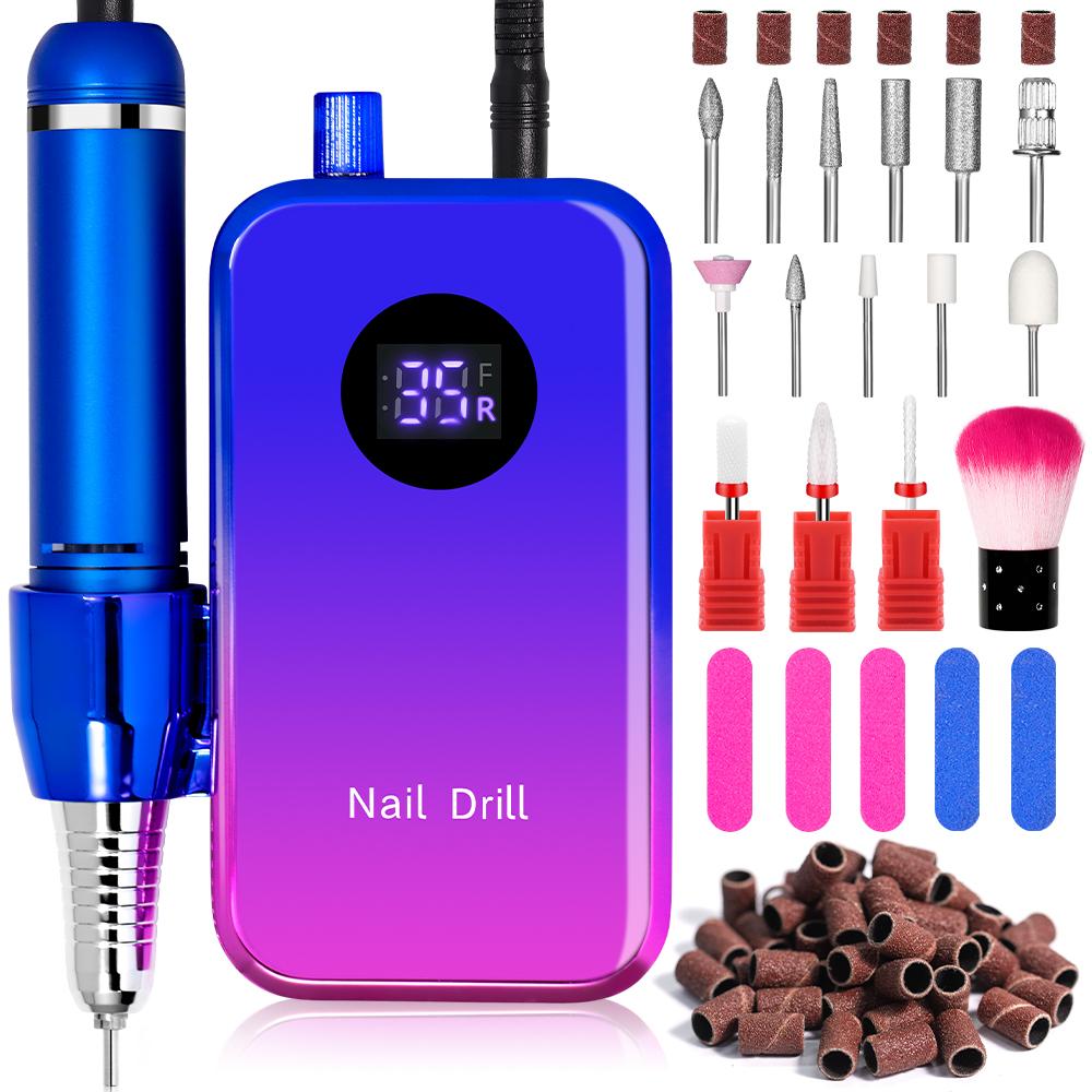 Professional 35000RPM Portable Electric Nail Drill Machine Display Nails Sander For Acrylic Gel Polish Rechargeable Nail Tool
