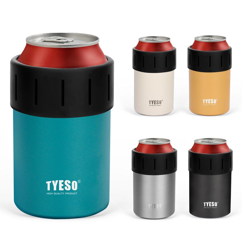 TYESO Tumbler Can Holder, Keeps 350ml Cans Cold and Warm, Non-Slip, Vacuum Insulated (Blue, 350ml)