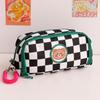 Checkerboard Pencil Case Canvas Stationery Storage Bag Multifuncional Pencil Bag  Back To School