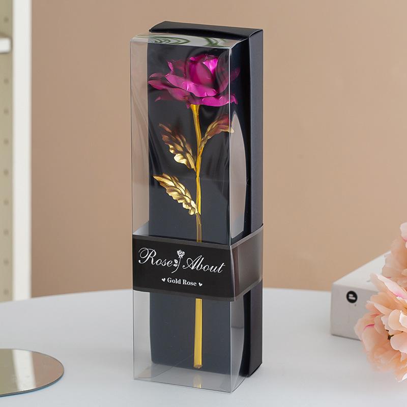 Vibrant Gold Foil Coated Artificial Roses Elegant Fake Flower Arrangement Romantic Gift for Girlfriend on Valentine's Day Decor