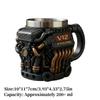 Taza de acero inoxidable con asa para motor V12, estilo retro, con aislamiento, ideal como regalo para hombres y niños.