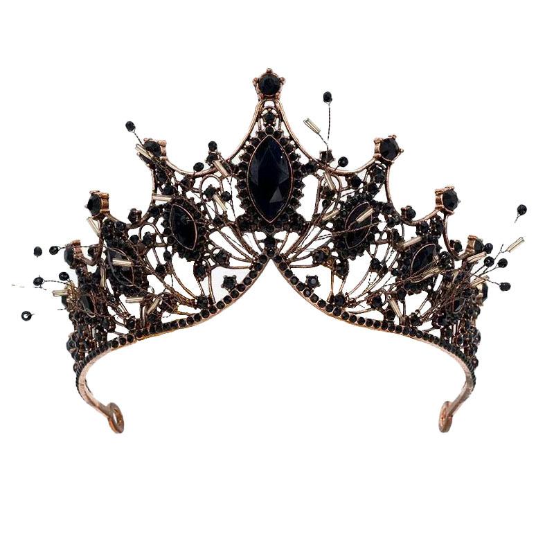 Wedding Bridal Tiara Crown Necklace Earrings Three-piece Set Baroque Queen Birthday Crown Hair Crown