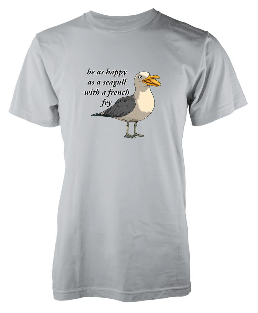 Bnwt Be As Happy As A Seagull With French Fries Adult TShirt Funny Bird Lover