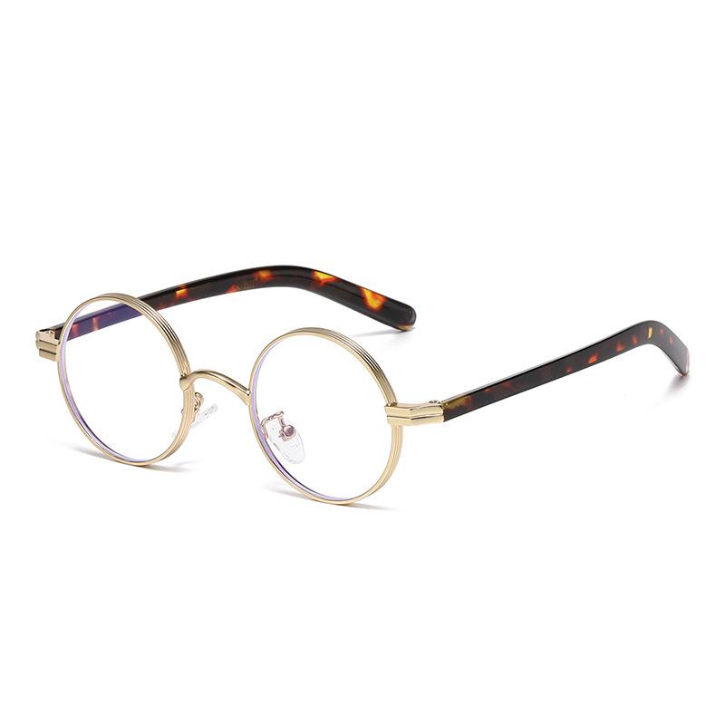 Luxury Metal Round Frame Anti Blue Light Glasses Men Vintage Blue Light Protection Eyeglasses HighQuality Computer Plain Glasses