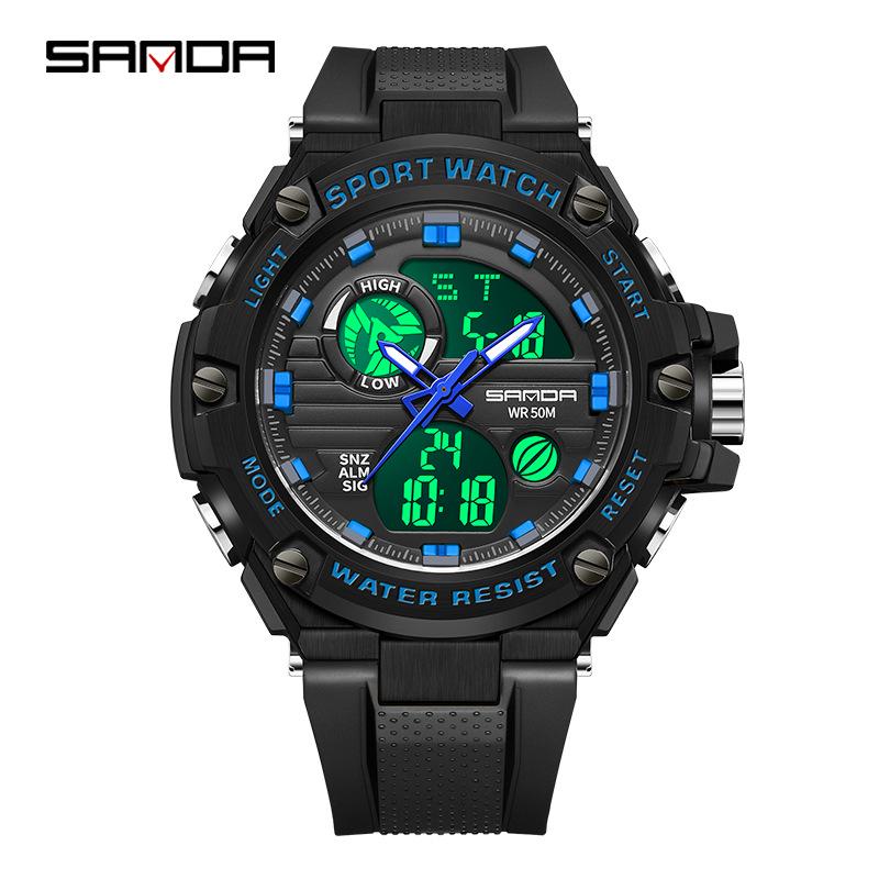 Sanda Men's Waterproof Multifunctional Tactical Luminous Sports Watch