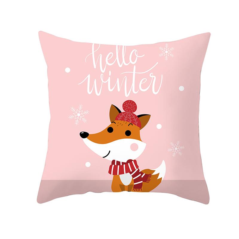 Cartoon Christmas Peach Skin Pillow Cover New Sofa Cushion Cover Square Cushion Pillow Cover