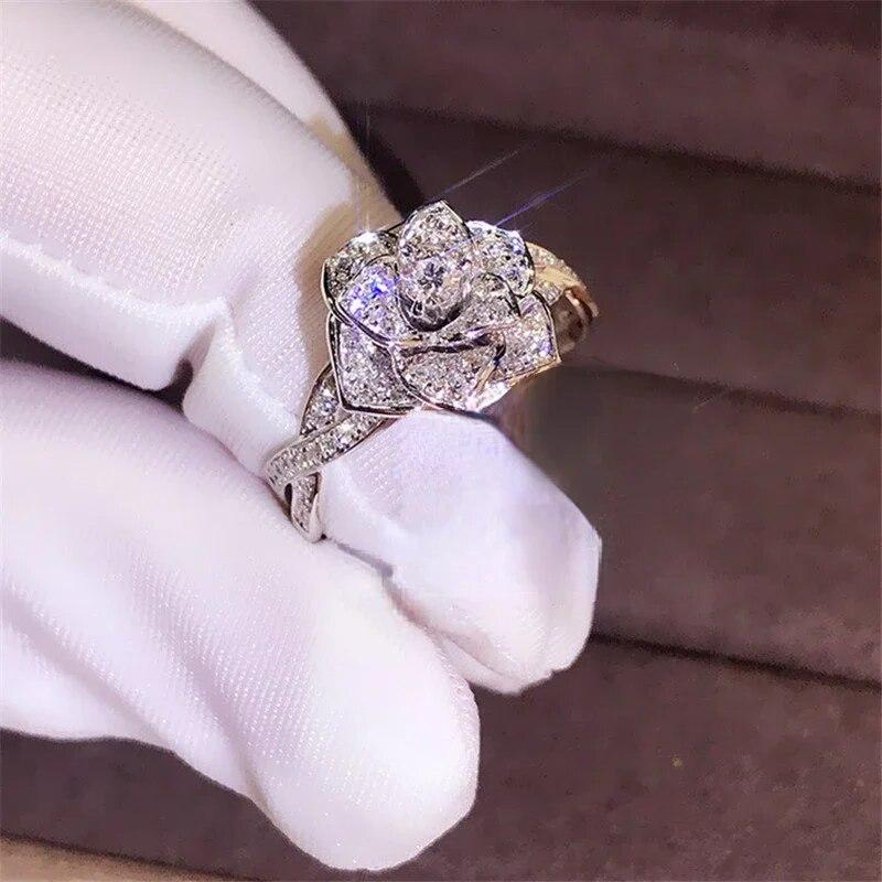 

Симпатичное модное кольцо с большим цветком, роскошное женское обручальное кольцо, винтажные обручальные кольца для вечеринки 9