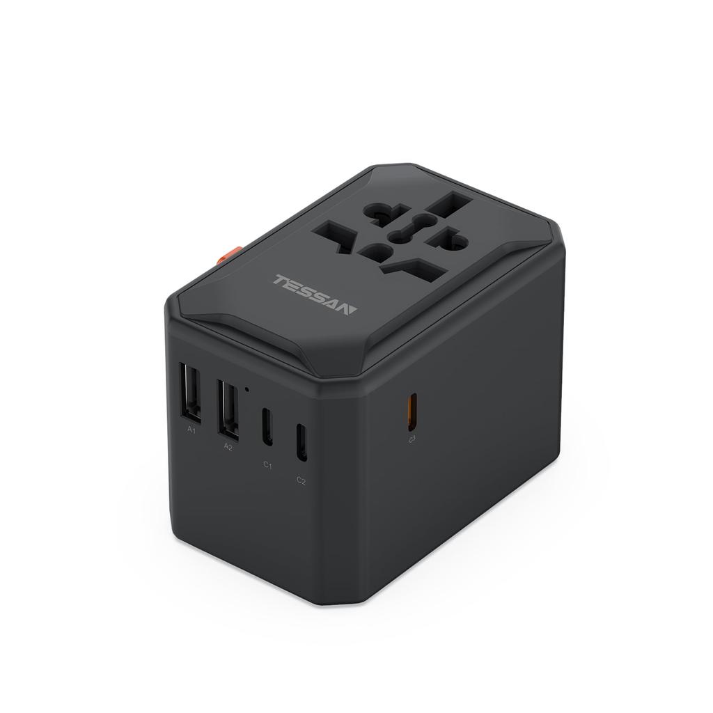Konvertering kompatibel med 65W rask praktisk for utlandet TESSAN 4 USB utenlandsk strømkonverteringsplugg for Hong Europa-plugg, verden, lading,