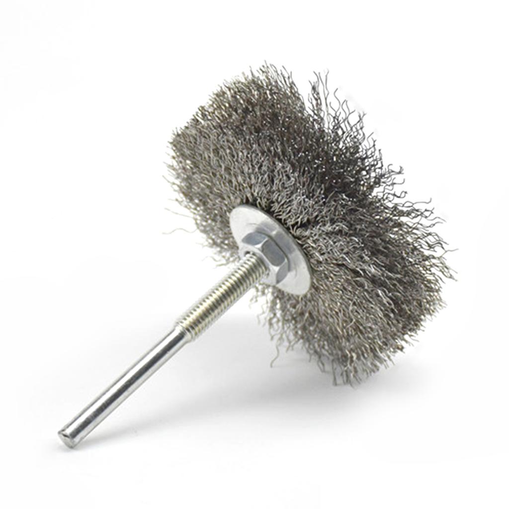 Spindelmontert hjulbørstemontert krympet ståltrådsbørste for rustfjerning