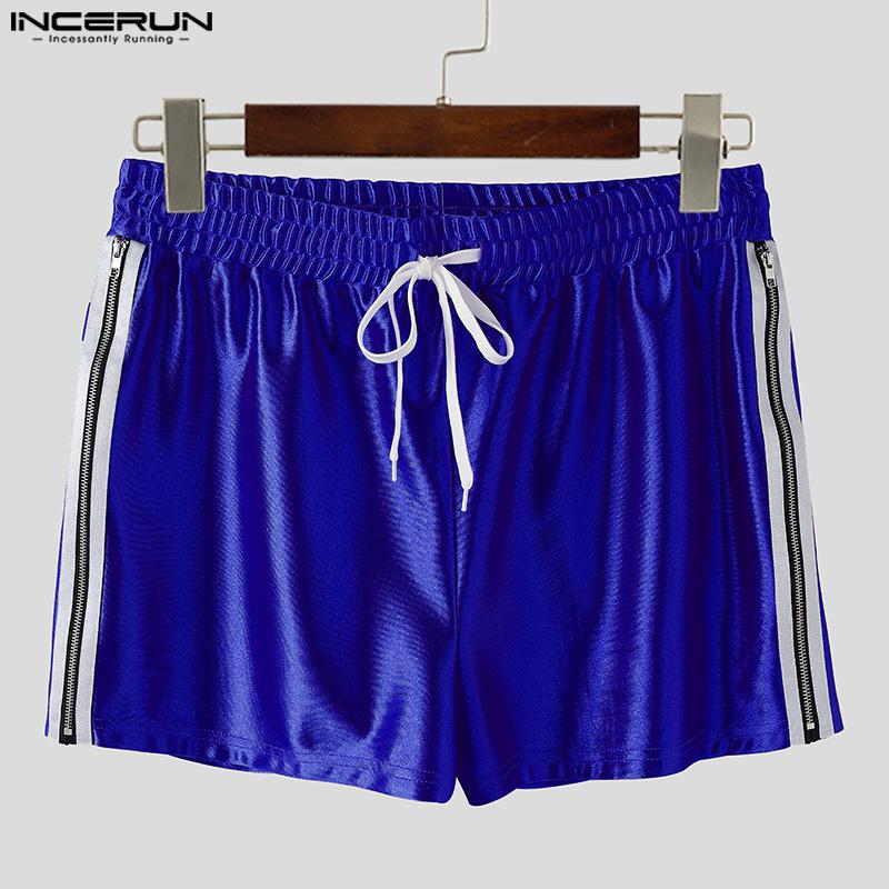 INCERUN Men Drawstring Elastic Waist Glitter Striped Home Wear Sport Mini Shorts
