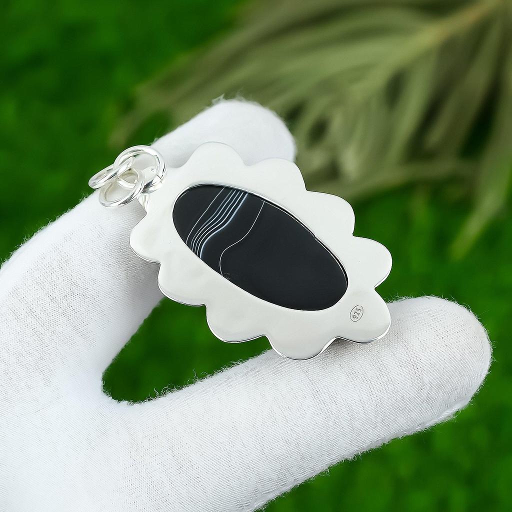 Natural Sardonyx Elegant Engagement Trendy Pendant Jewelry 925 Sterling Silver