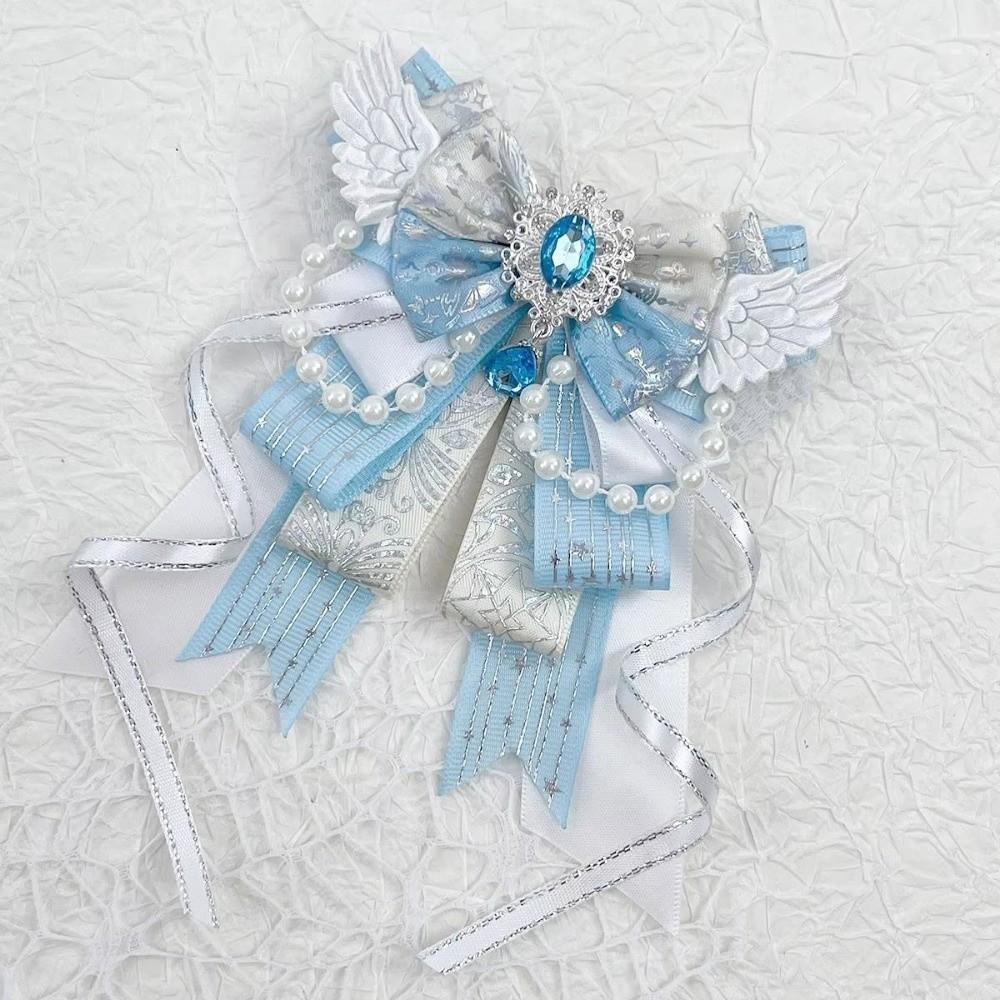 Handmade Jewelry Itabag Decoration Crystal Pearl Knot Bowknot Lolita Angel Wing Bow Bag Pendant Long Streamers Anime Collectible