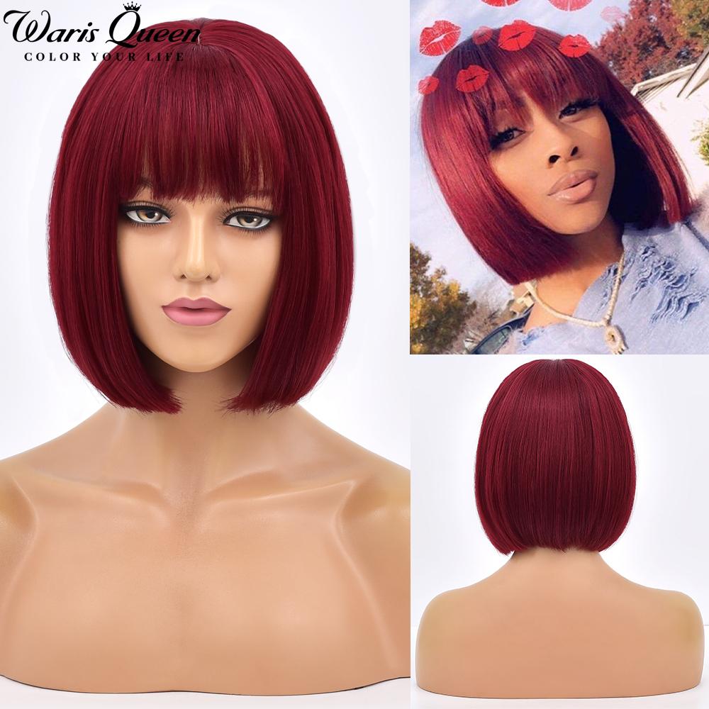Short Bob Wig With Bangs Orange Stright Wigs For Women  Natural Lolita Daily Party Cosplay Hair Heat Resistant Synthetic Wigs