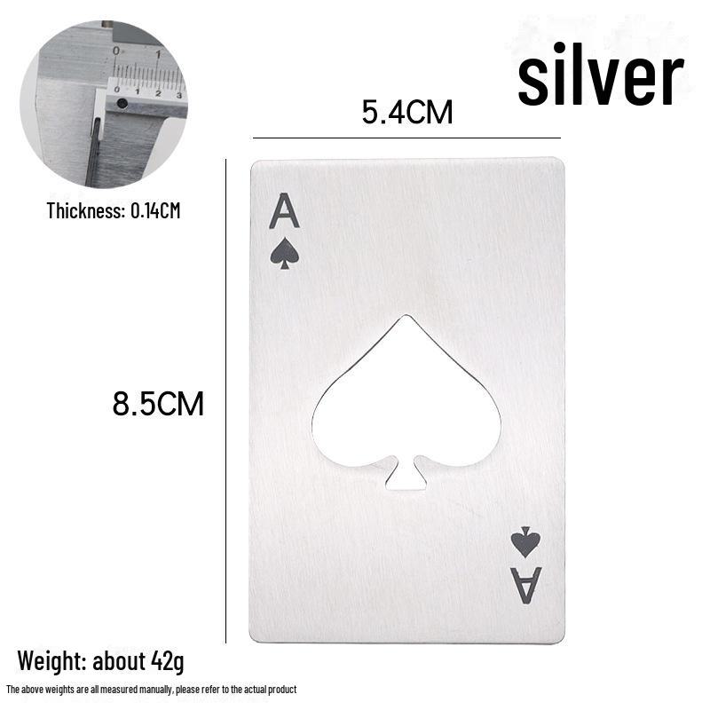 

«Открывалка для бутылок из нержавеющей стали в стиле игральной карты «Пика А»» Silver Spade A bottle opener (about 38 grams) серебряный