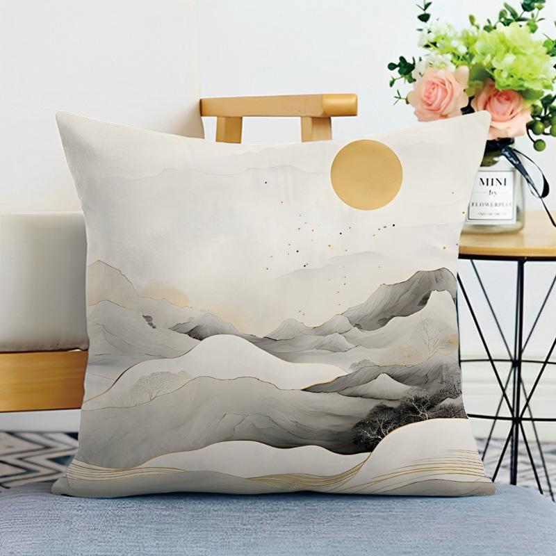 

Китайский стиль Пейзаж Картина Печать Декоративная наволочка Спальня Гостиная Квадратная подушка Наволочка 40x40cm