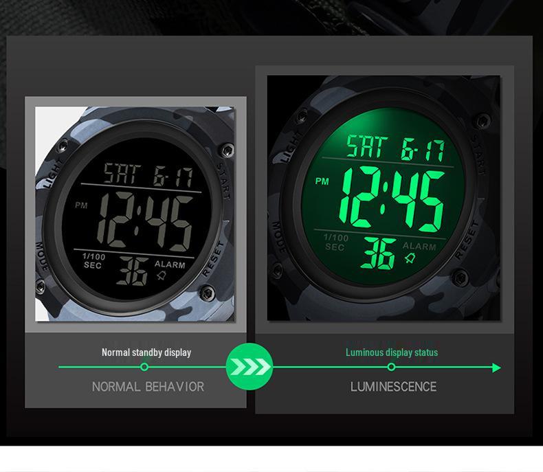 Sanda Youth Camouflage Luminous Multifunctional Waterproof Sports Watch