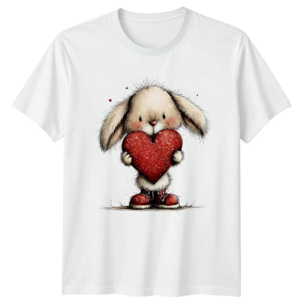 Bunny Holding Heart Valentines Day Unisexs TShirt Unisexs Tee Graphic Unisex Top S