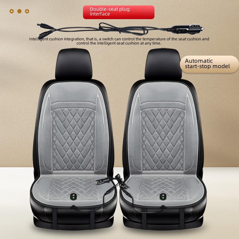 X021 Universelles Auto-Heizsitzkissen, automatische Spannungsumwandlung, Flanell, kurzer Plüsch, 12 V-24 V.