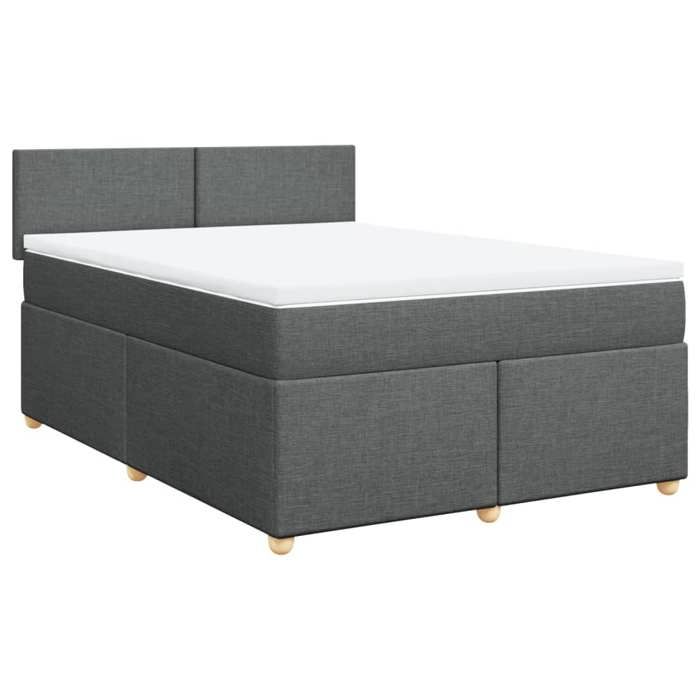 VidaXL Slatted Bed Base with Mattress Dark Grey 140x200cm Fabric 3288997