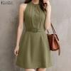 Robe Courte Décontractée Sans Manches à Col Rond pour Femme