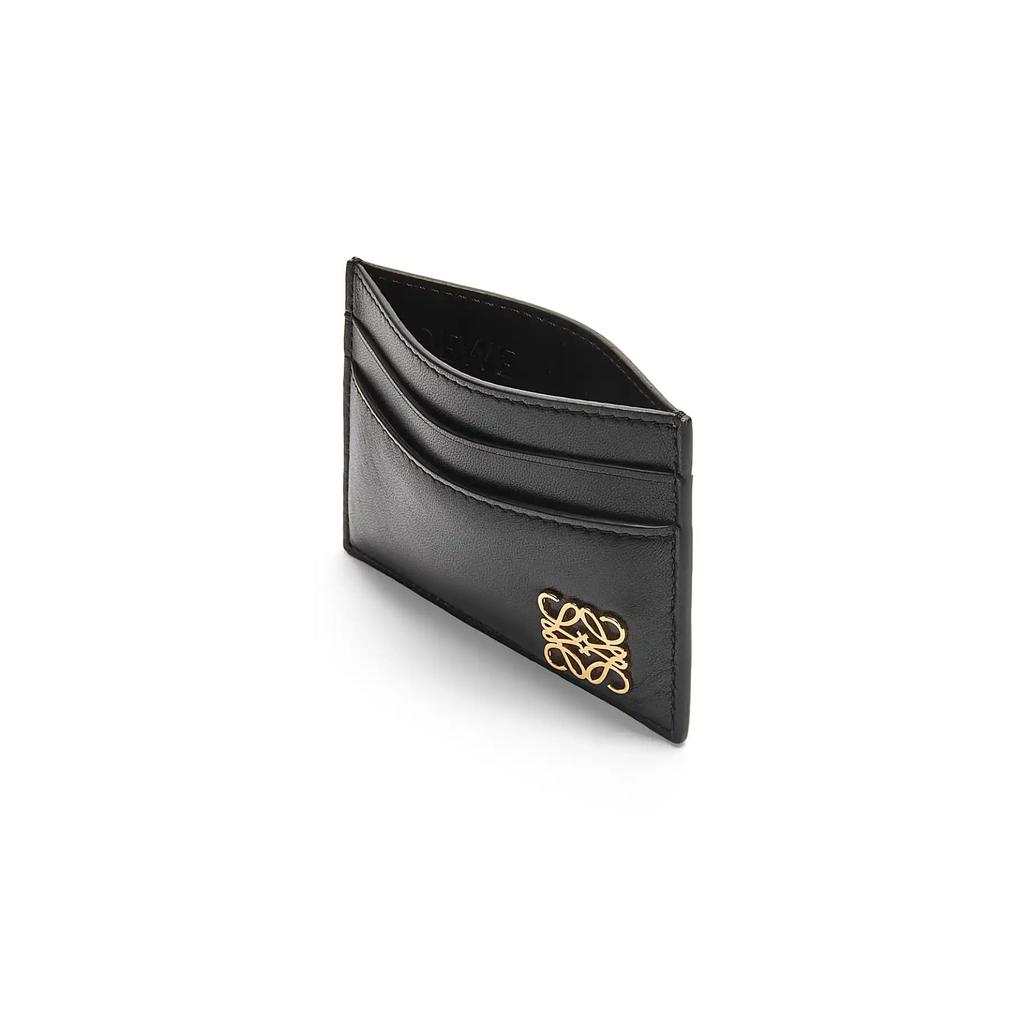 Loewe Anagram Puffer Textured Four Slot Solid Color Glossy Nappa Leather Card Holder Women Accessories Black C821322X01-1100