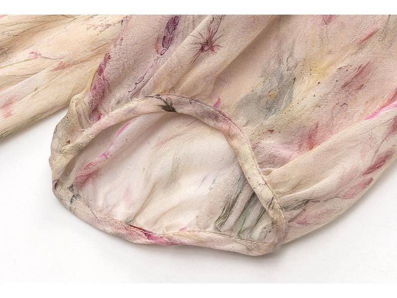 Ethereal Floral Print Dress in 100% Mulberry Silk with Ruffles - Spring Tea Break Collection