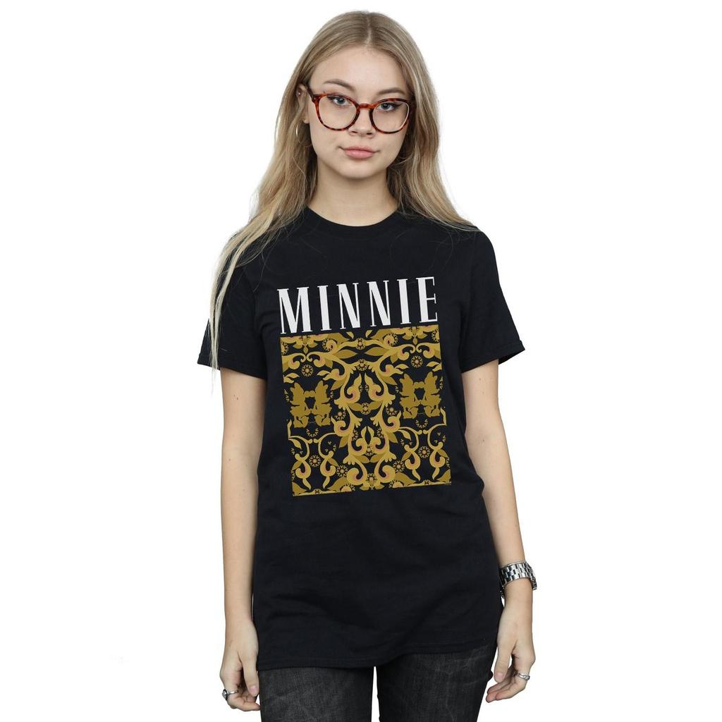 Disney T-shirt Boyfriend en Coton Motif Baroque Minnie Mouse pour Femmes/Dames