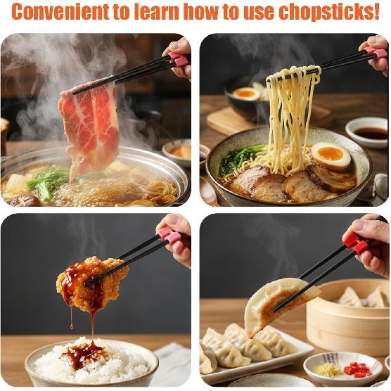 5 Pairs Kid Adult Training Chopsticks Trainers for Beginners, Reble Training Chopsticks Helpers, Beginners Trainings Chopstick Helpers Set, Non