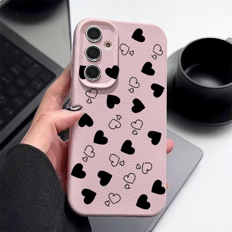 

Чехол из ТПУ с текстурой кожи и принтом в виде сердечек для Samsung Galaxy A56 A55 A15 A54 A35 A36 A16 5G S24 FE S25 S23 S22 Ultra Galaxy S23+