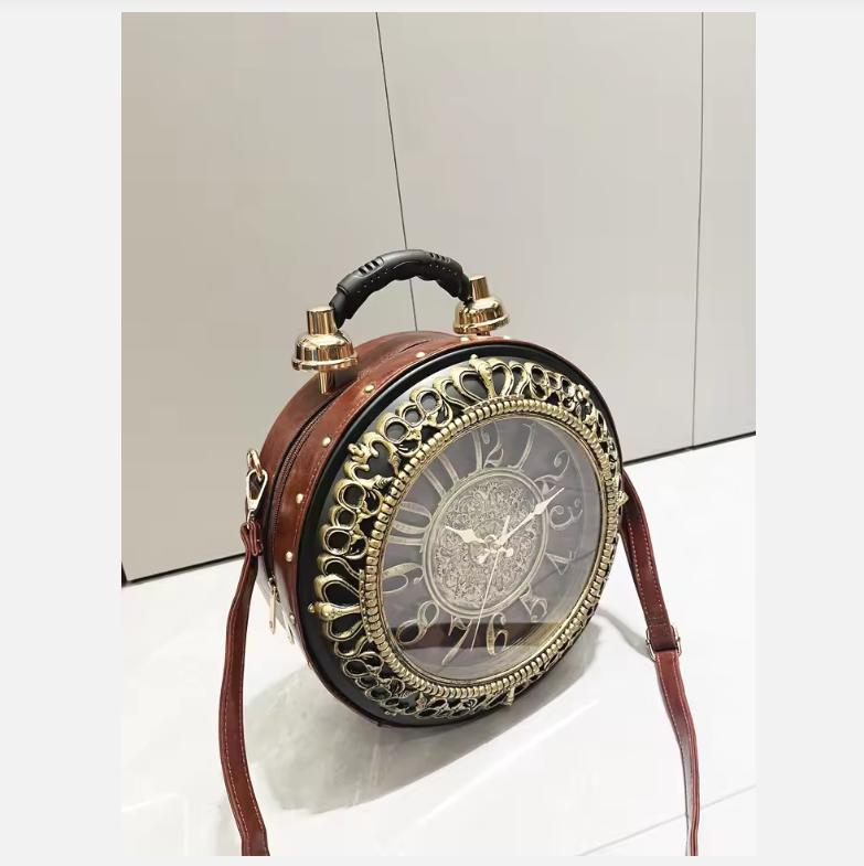 Luxury Designer Purses and Handbags Shoulder Bags funny clock-shaped bag funny Women's round bag pu leather Woman's bag