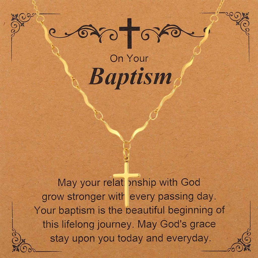 Cross Necklace for Women, Baptism First Holy Communion Confirmation Easter Gifts Teenage Christmas Gift for Mom Nephew