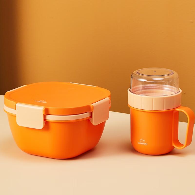 CNCrown Double-Layer Salad Bowl and Oatmeal Cup Set