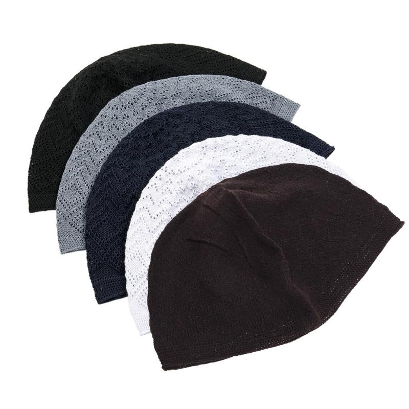 Hollow out Knit Kufi for Adult Teens Muslims Breathable Casual Hat Handmade Hollow out Pray Keep Traditional Pray Hat