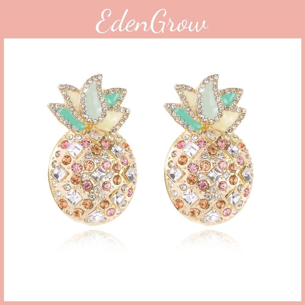 Trendy European American Pineapple Earrings Fashionable Crystals Women For