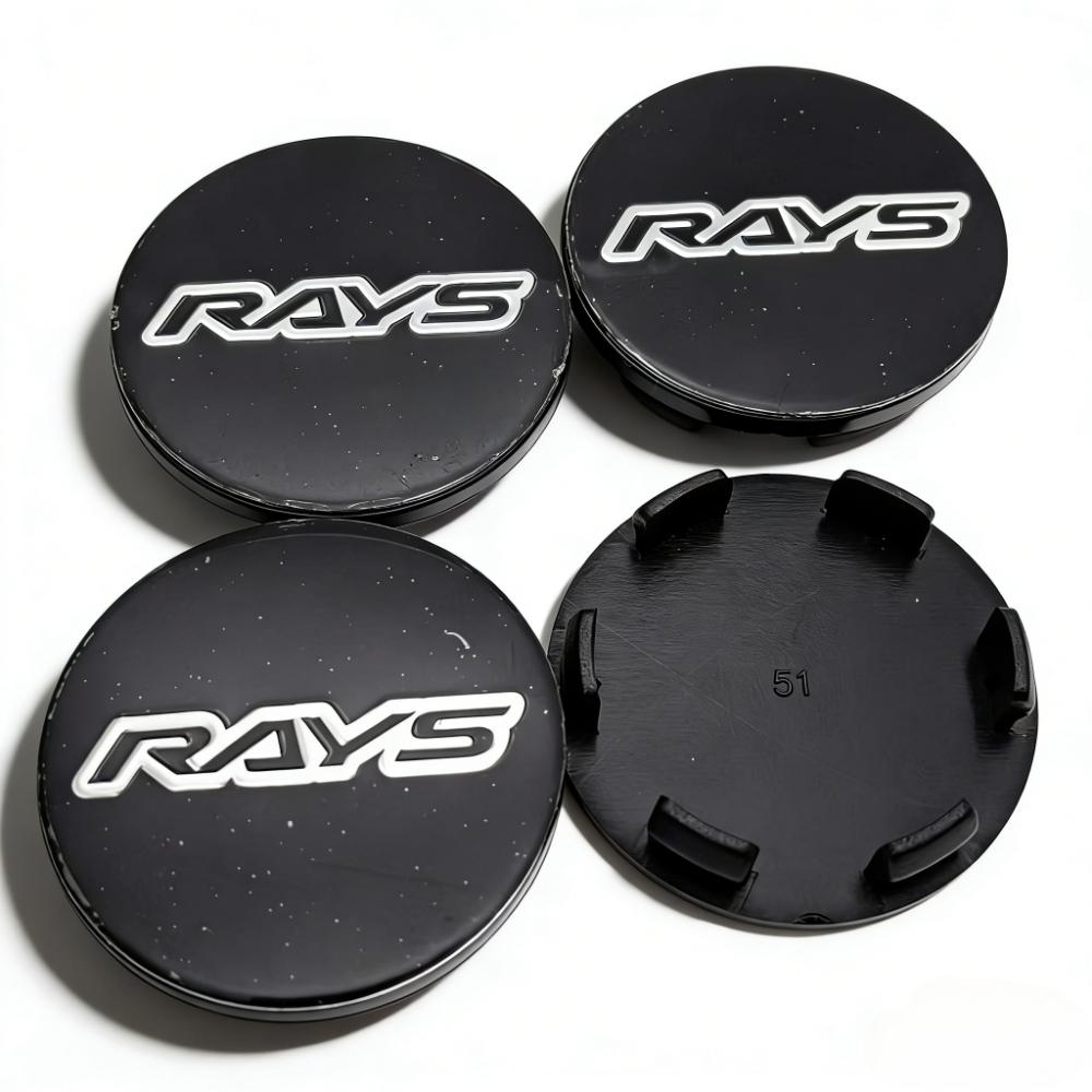 4pcs Rays Logo Emblem Badge Car Wheel Center Caps 51MM Clips 46MM Wheels Hub Cap Rim Hubcaps Dust Cover Replace Car Accessories