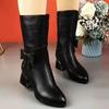 Fashion Women's Boots Designer Mid-calf High Heels Boots Fashion Casual Leather Boots for Women Plush Warm Winter Boot Botas Mujer2025