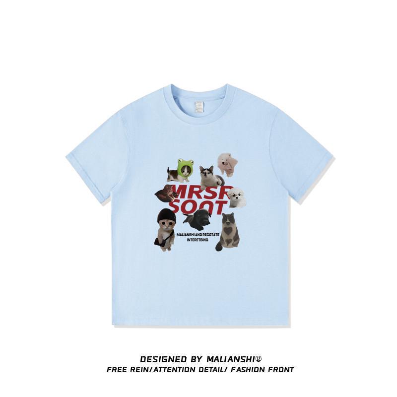 

Plus-Size Women s Retro Short Sleeve T-Shirt - 2026 Summer Collection L (101-115 jin) небесно-голубой